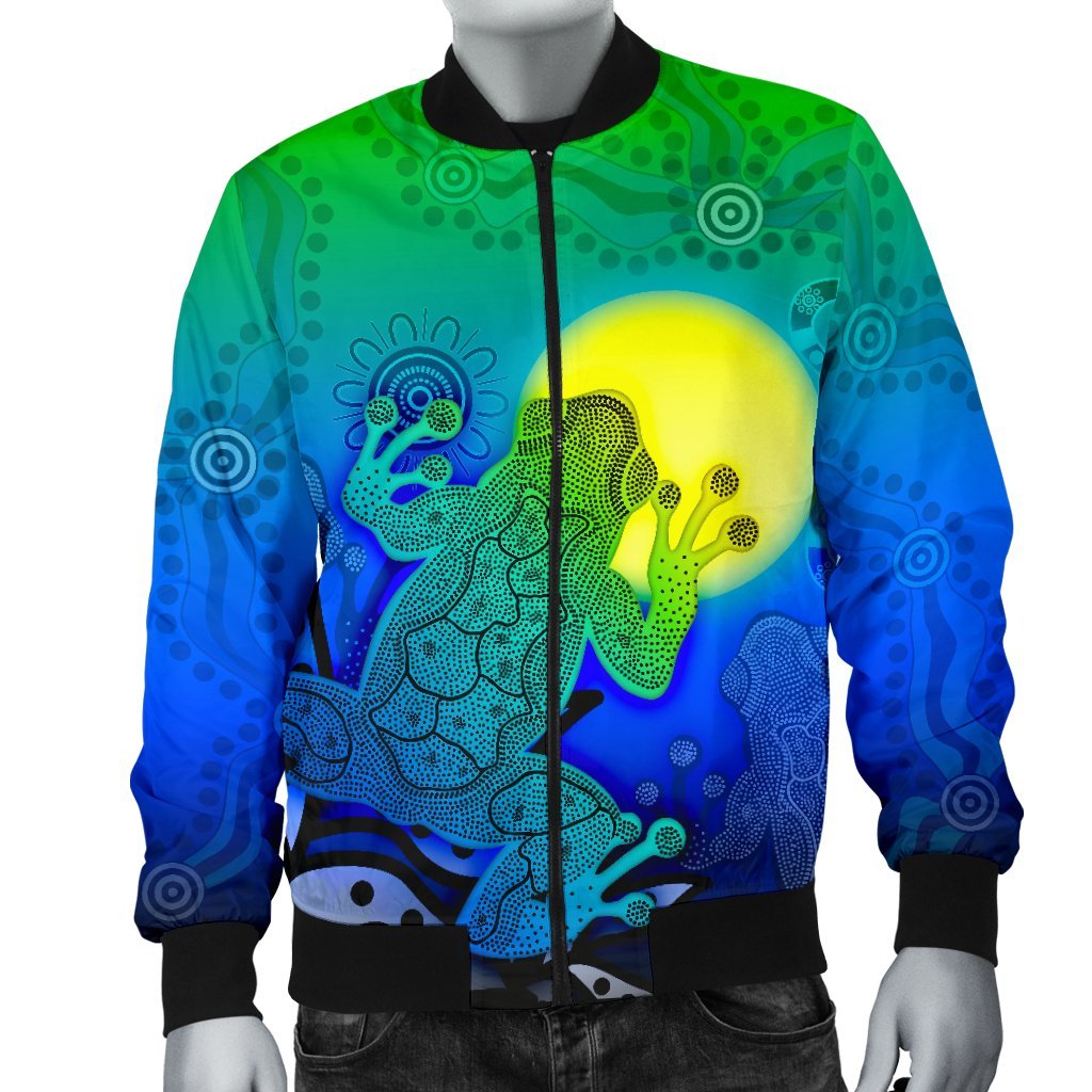 aboriginal-mens-bomber-jacket-indigenous-frog-blue