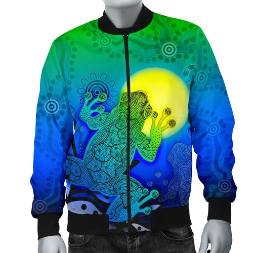 aboriginal-mens-bomber-jacket-indigenous-frog-blue
