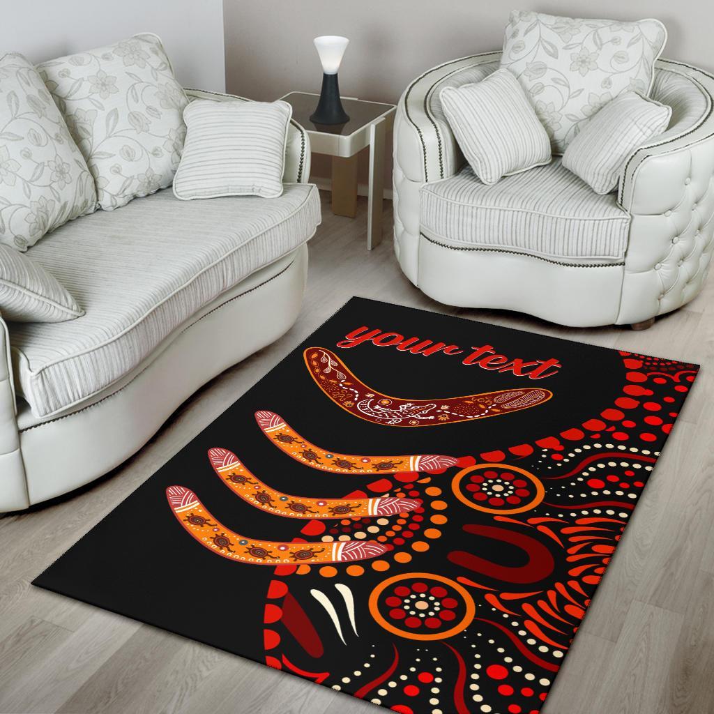 aboriginal-personalised-area-rug-aboriginal-boomerangs-with-dot-painting-pattern
