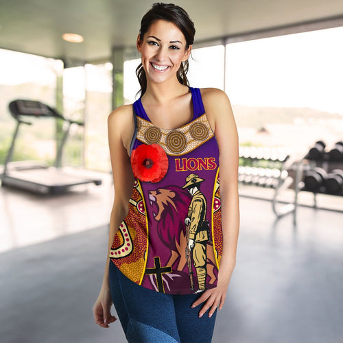 Brisbane Women's Racerback Tank Lions Anzac Day Gradients Style - Vibe Hoodie