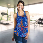 Aboriginal Women's Racerback Tank - Indigenous Footprint Patterns Blue Color - Vibe Hoodie