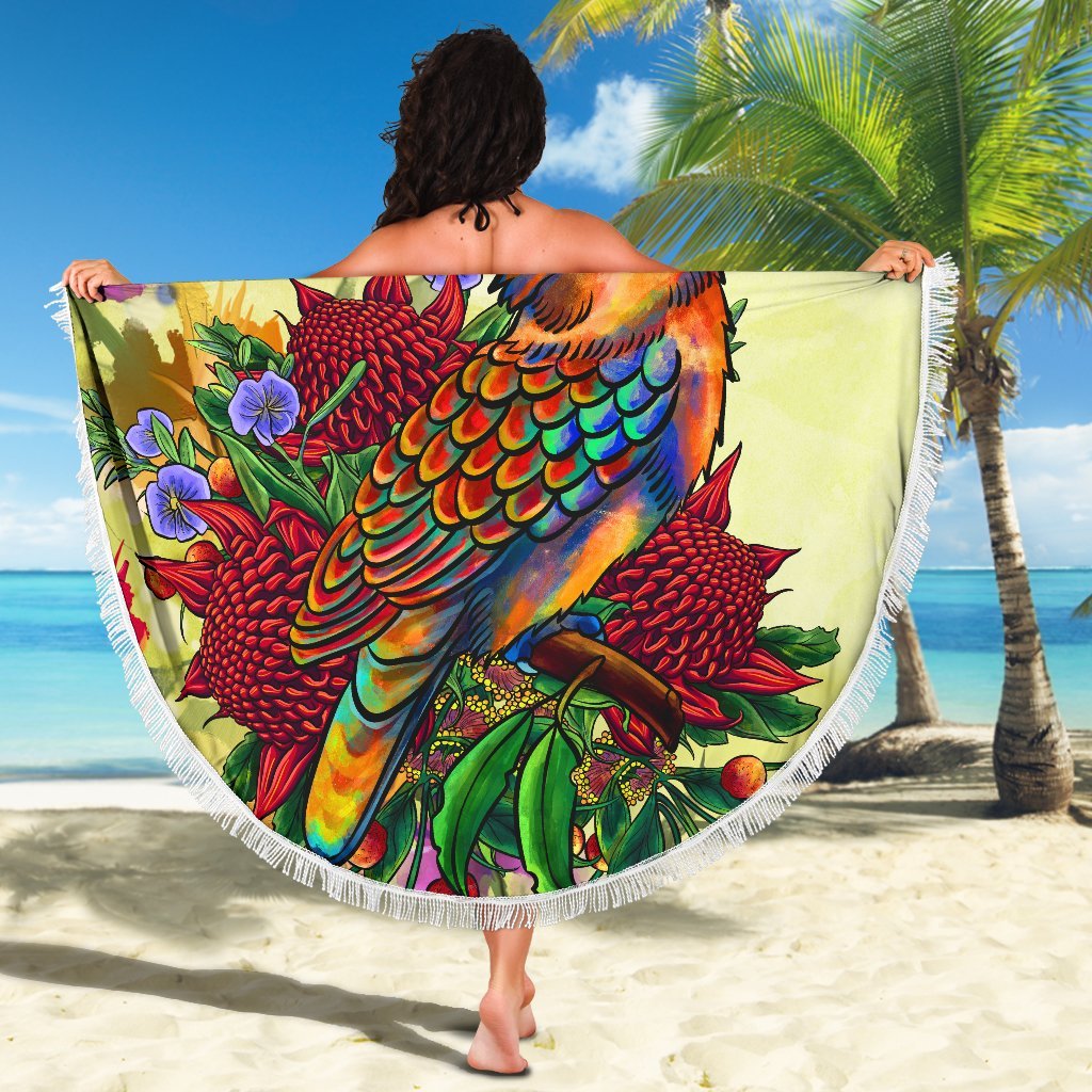 beach-blanket-australia-kookaburra-with-waratah