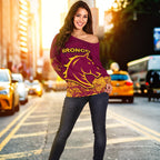 Brisbane Women Off Shoulder Sweater Broncos Indigenous - Vibe Hoodie
