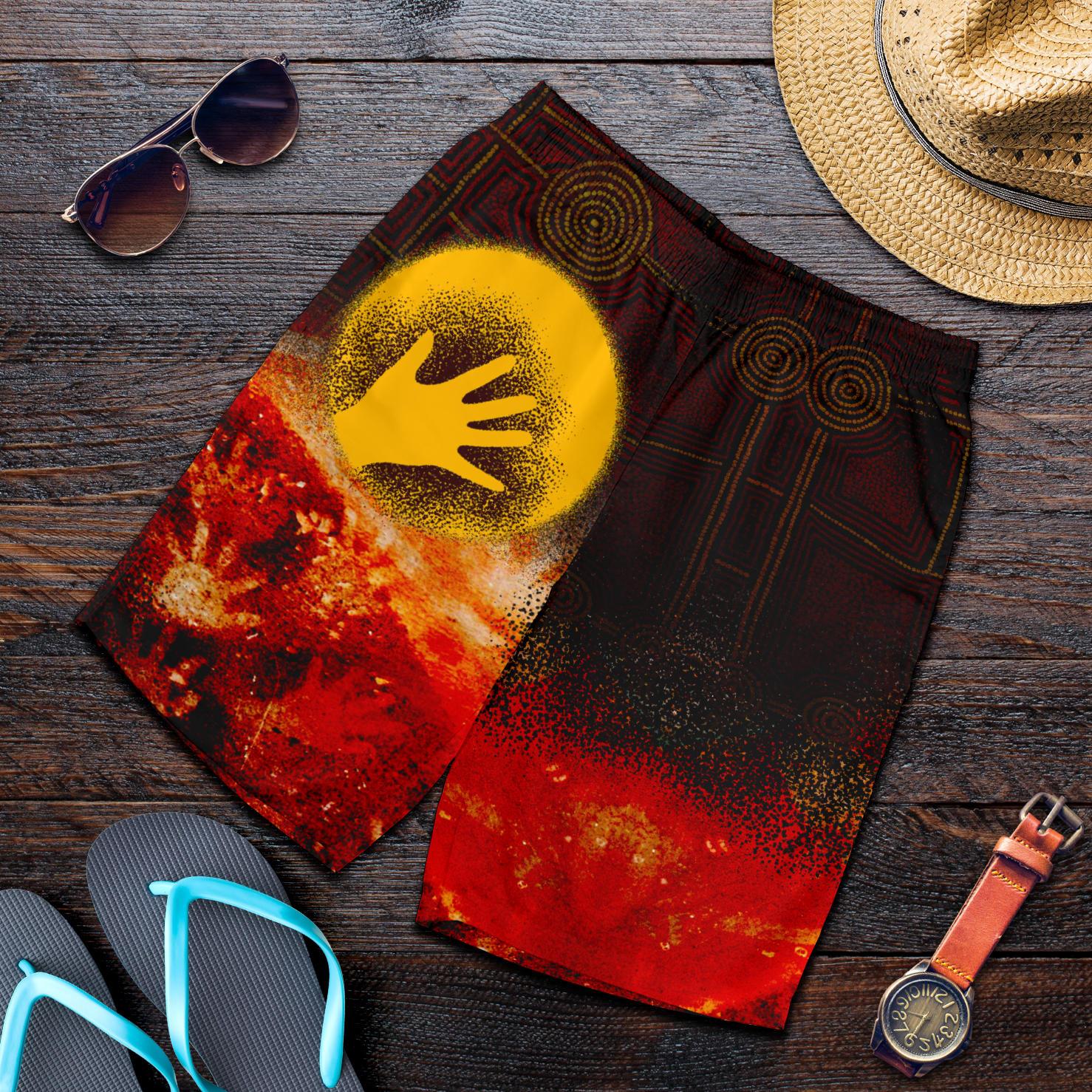 aboriginal-mens-shorts-indigenous-flag-hand-art