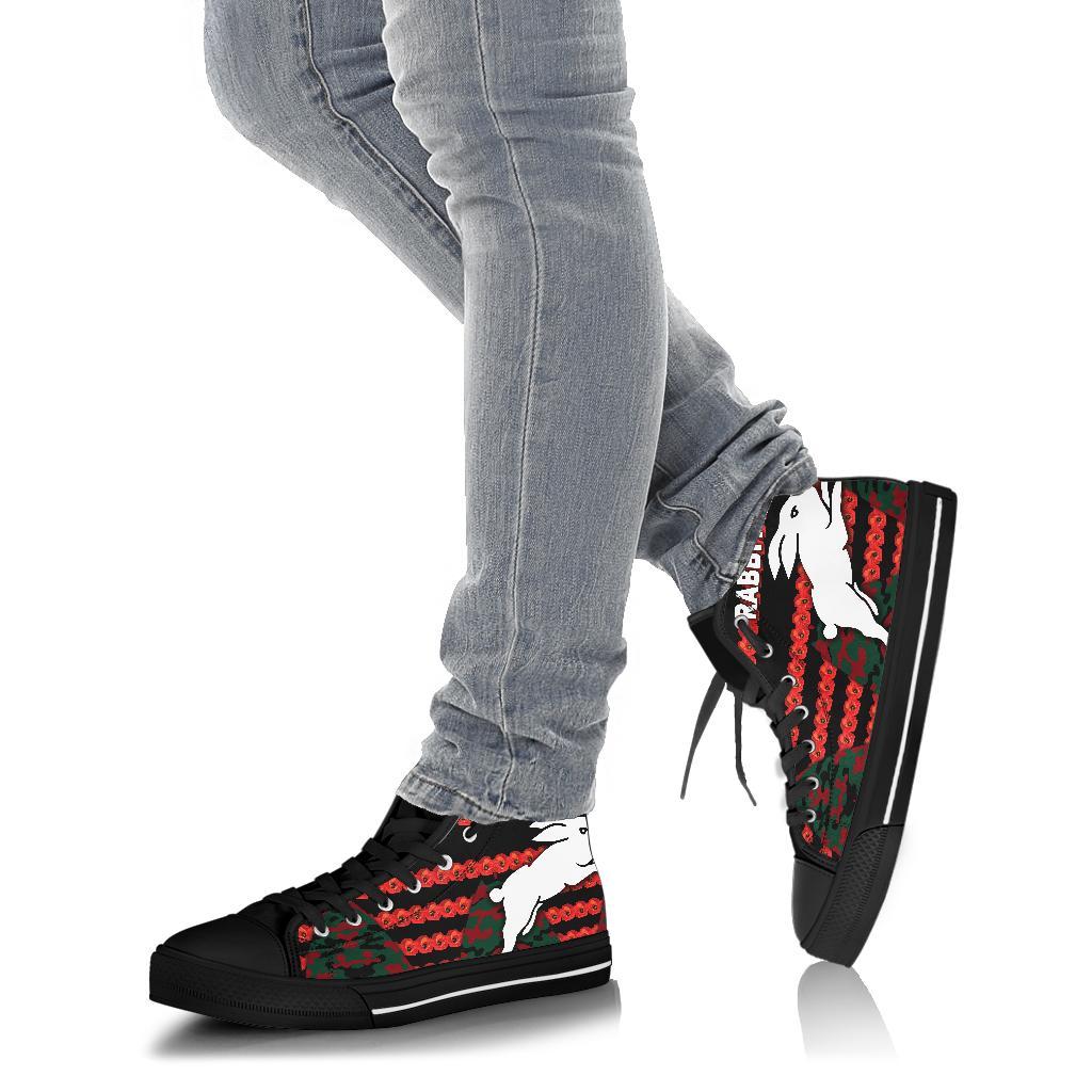 south-sydney-rabbitohs-high-top-shoe-anzac-day-poppy-flower-vibes
