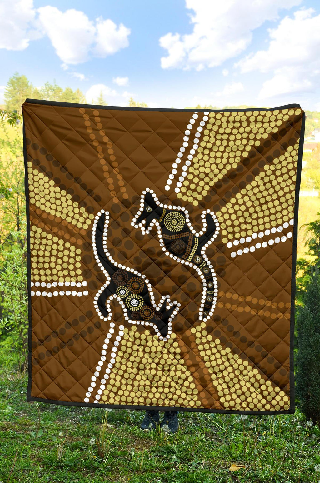 aboriginal-premium-quilt-australia-kangaroo-brown-dot-painting