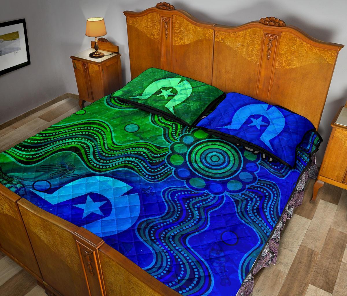 custom-aboriginal-quilt-bed-set-torres-strait-islands-flag