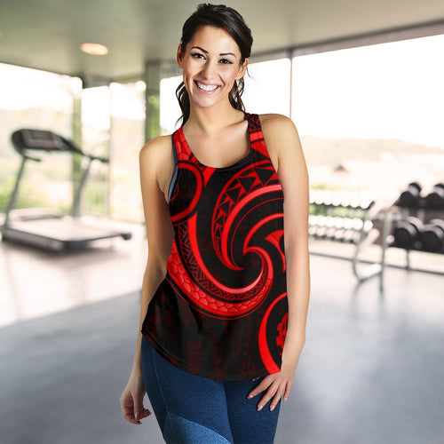 New Zealand Maori Mangopare  Women Racerback Tank Polynesian - Red - Vibe Hoodie