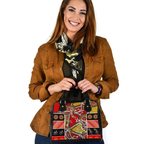 Aboriginal Shoulder Handbag, Kangaroo Dot Painting Patterns - Vibe Hoodie