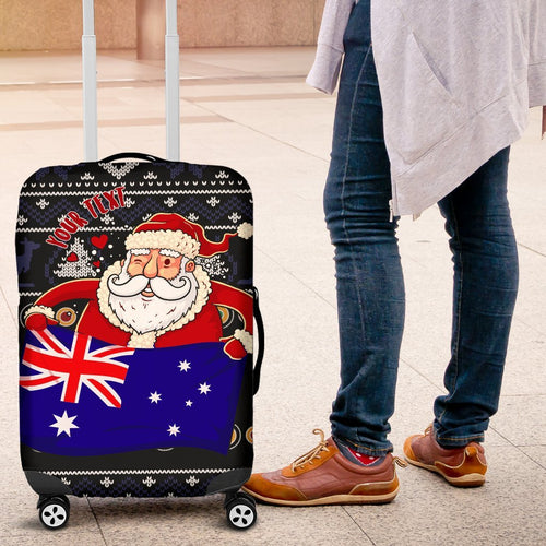 christmas-personalised-luggage-covers-australia-santa-claus-hold-the-flag-black