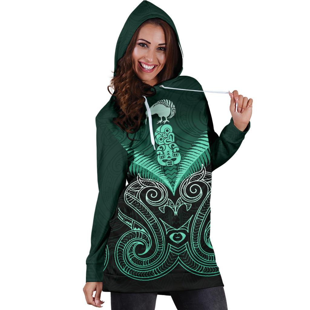 maori-manaia-new-zealand-hoodie-dress-turquoise