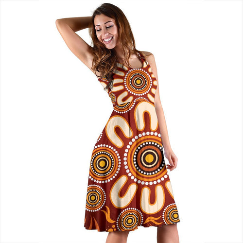Aboriginal Women's Dress - Circle Flowers Patterns Ver02 - Vibe Hoodie