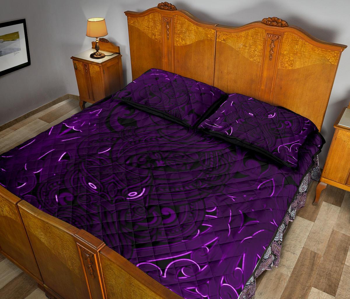 new-zealand-quilt-bed-set-maori-gods-quilt-and-pillow-cover-tumatauenga-god-of-war-purple