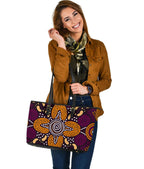 aboriginal-large-leather-tote-bag-flowers-dot-panting-art
