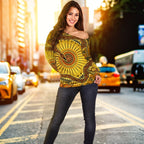 Off Shoulder Sweater - Australian Aboriginal Snake - Rainbow Serpent - Vibe Hoodie