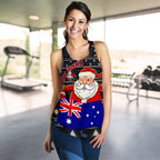 Christmas Women's Racerback Tank - Australia Santa Claus Hold The Flag ( Black) - Vibe Hoodie