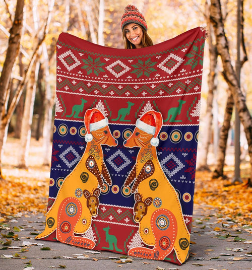 christmas-premium-blanket-mother-kangaroo-in-christmas