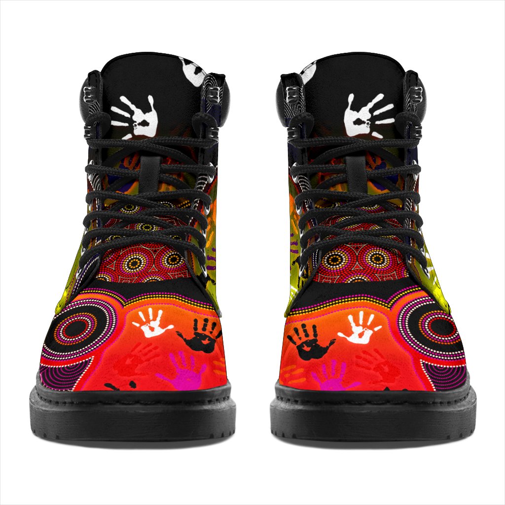 aboriginal-all-season-boots-indigenous-circle-dot-painting-hand-art