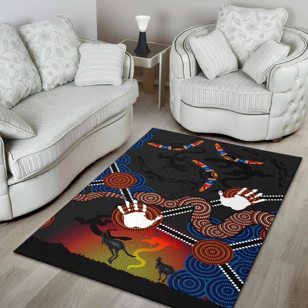aboriginal-area-rug-australian-boomerang-and-snake-indigenous-art