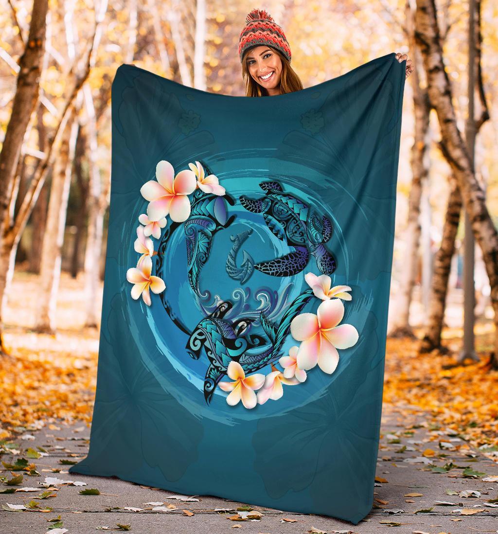 new-zealand-premium-blanket-blue-plumeria-animal-turtle-tattoo