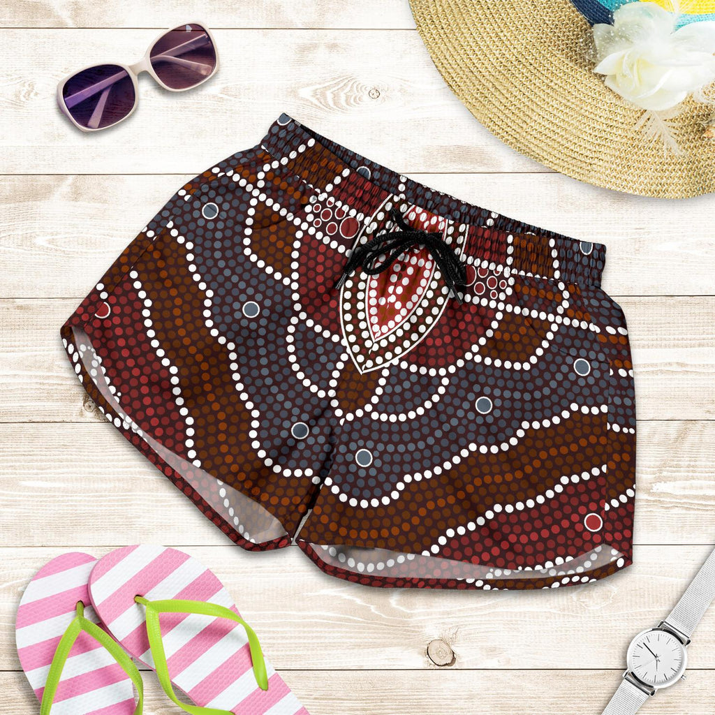 Aboriginal Shorts, Indigenous Dot Painting Short Women 03 - Vibe Hoodie