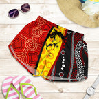 Aboriginal Women's Shorts - Dreamtime Koori Dance & Dot Acrylic Paint - Vibe Hoodie