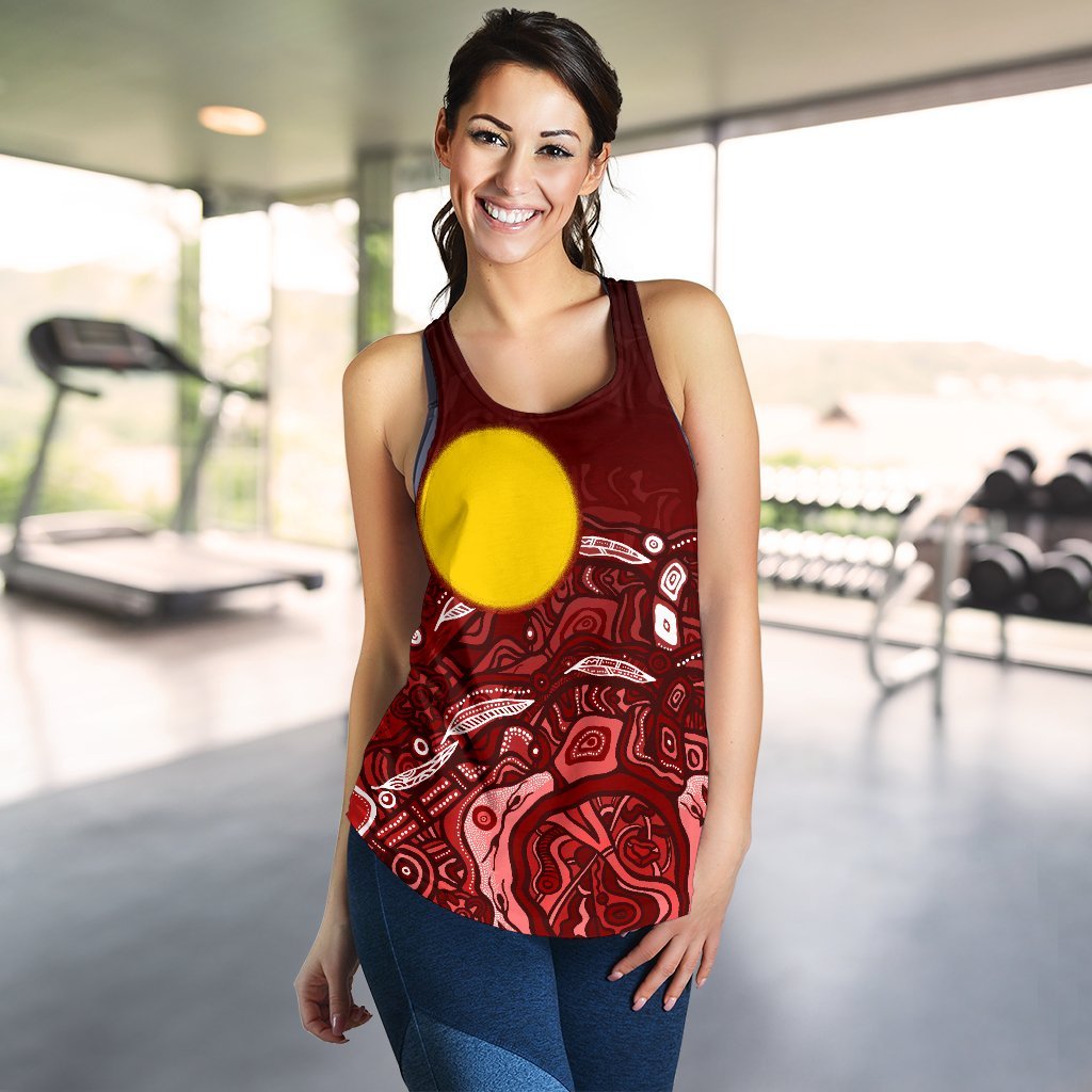 Aboriginal Women's Racerback Tank - Red Landscape - Vibe Hoodie