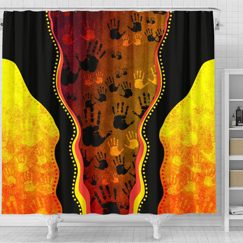 shower-curtain-aboriginal-rock-painting-hand-art-golden-style