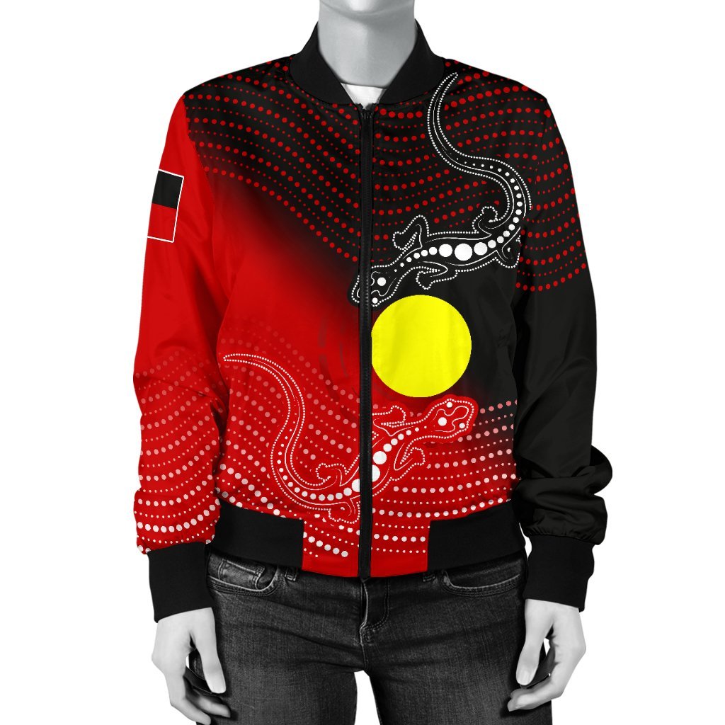 aboriginal-womens-bomber-jacket-two-indigenous-lizard