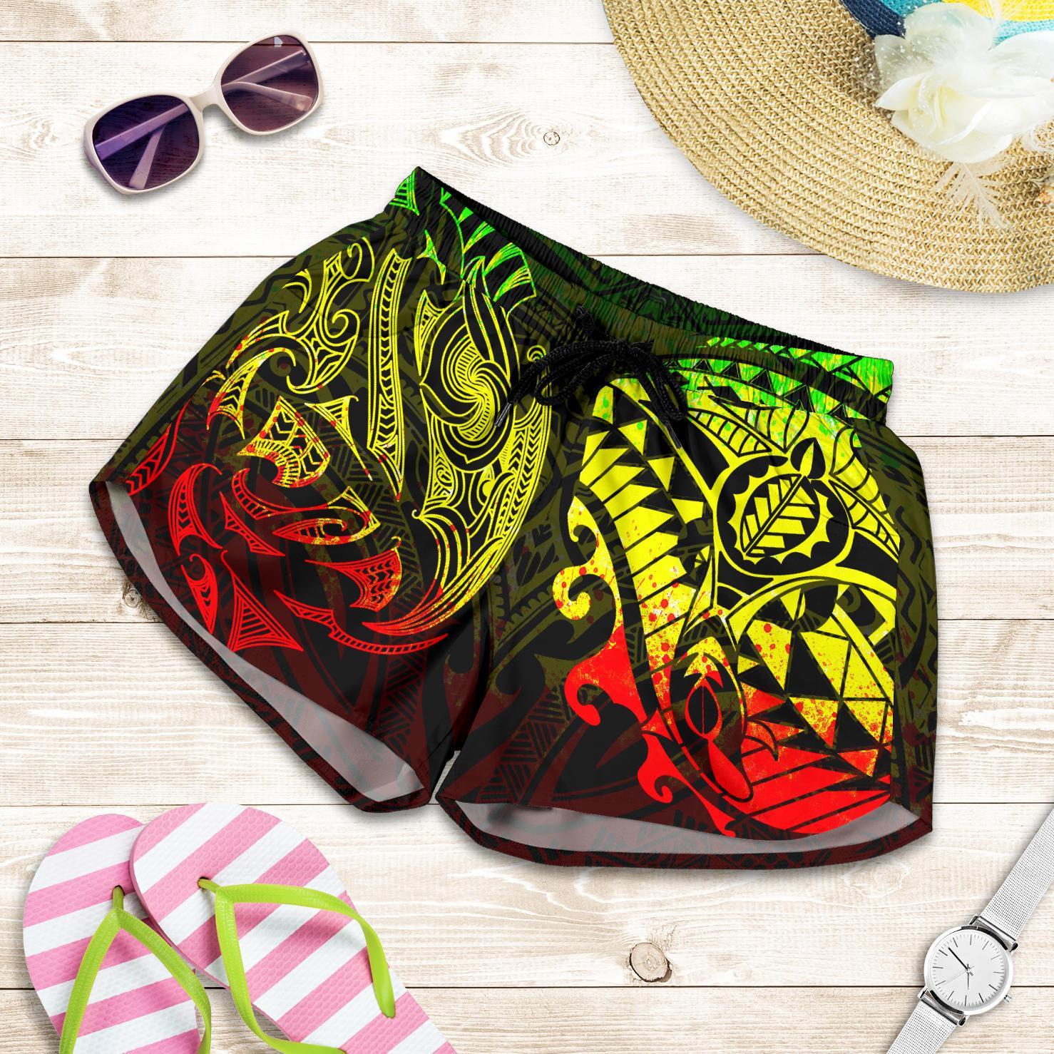 New Zealand All Over Print Women's Shorts, Maori Polynesian Tattoo Reggage - Vibe Hoodie