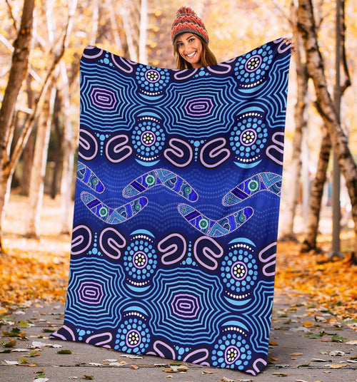 aboriginal-premium-blanket-boomerangs-and-dot-painting-art-ver02
