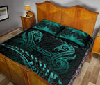 aotearoa-quilt-bed-set-turquoise-maori-manaia-with-silver-fern