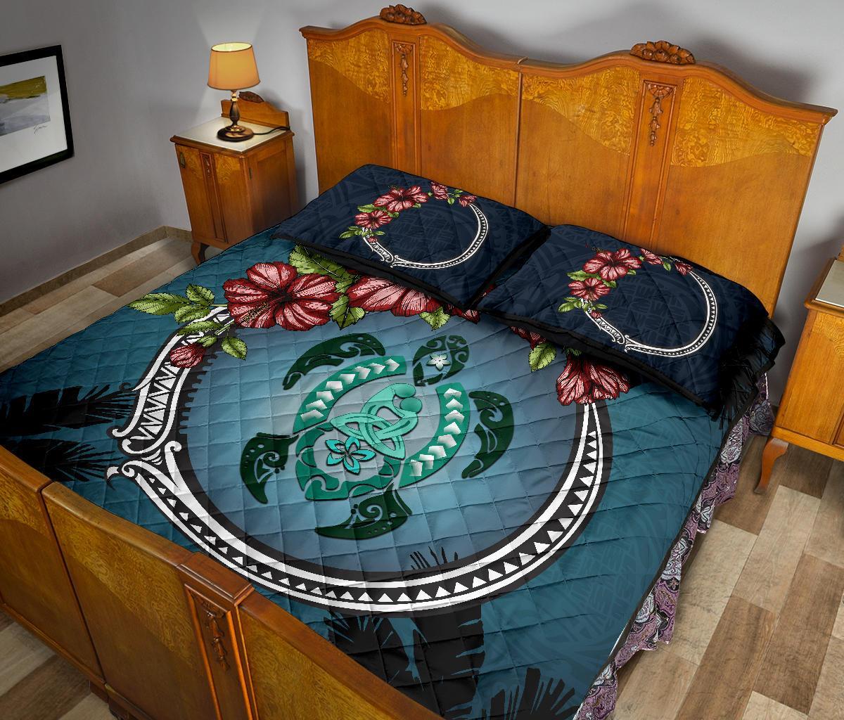 new-zealand-quilt-bed-set-polynesian-ohana-turtle-hibiscus-mother-son