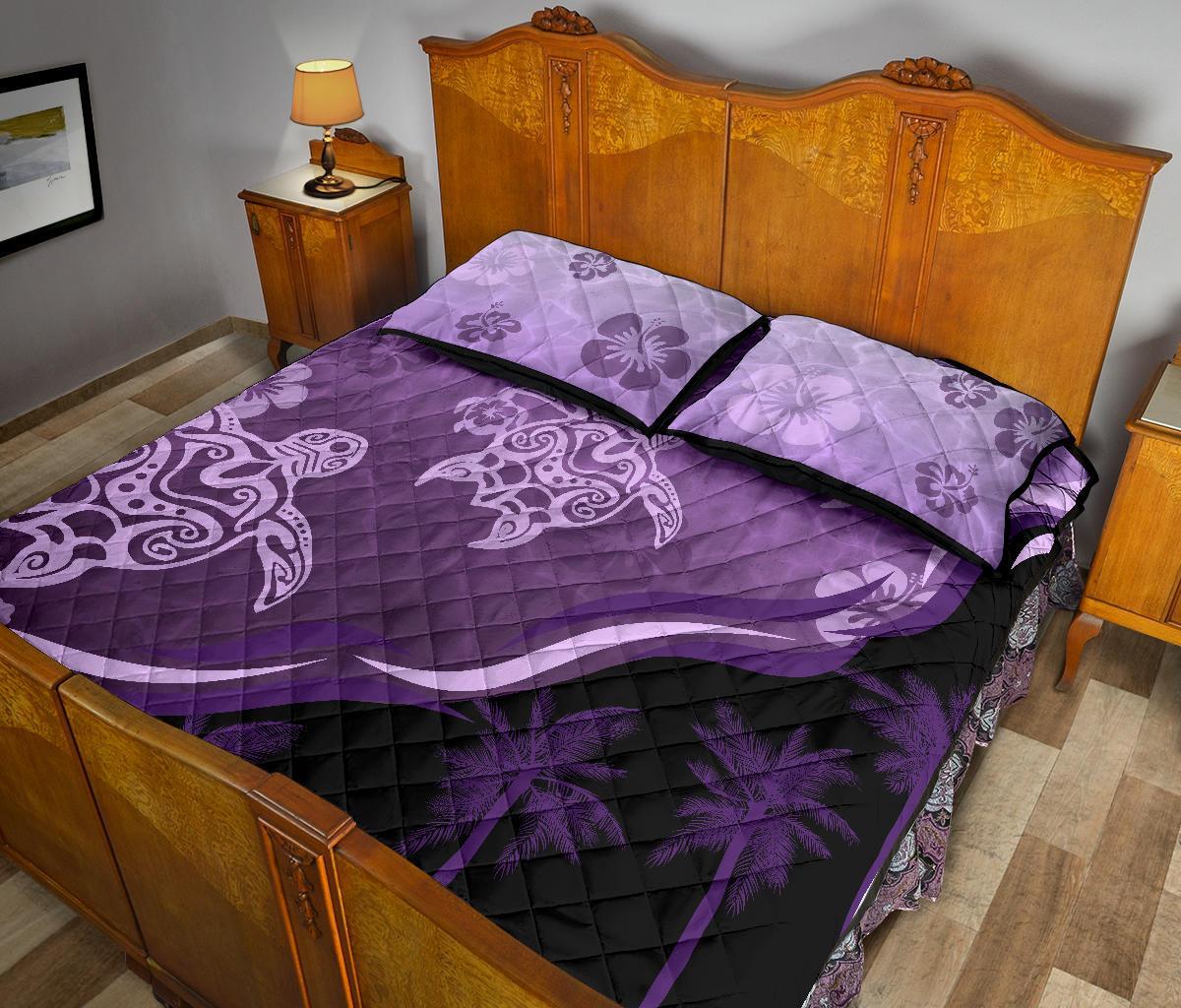 purple-turtle-hibiscus-quilt-bed-set
