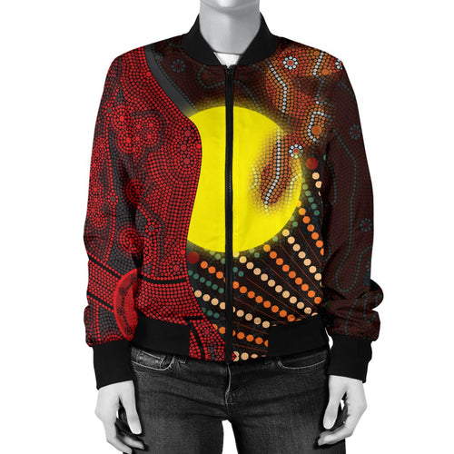 aboriginal-womens-bomber-jacket-indigenous-snake-sun-dot-painting