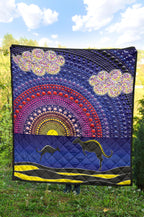 aboriginal-premium-quilt-sunset-over-the-sea-and-kangaroo-dot-painting