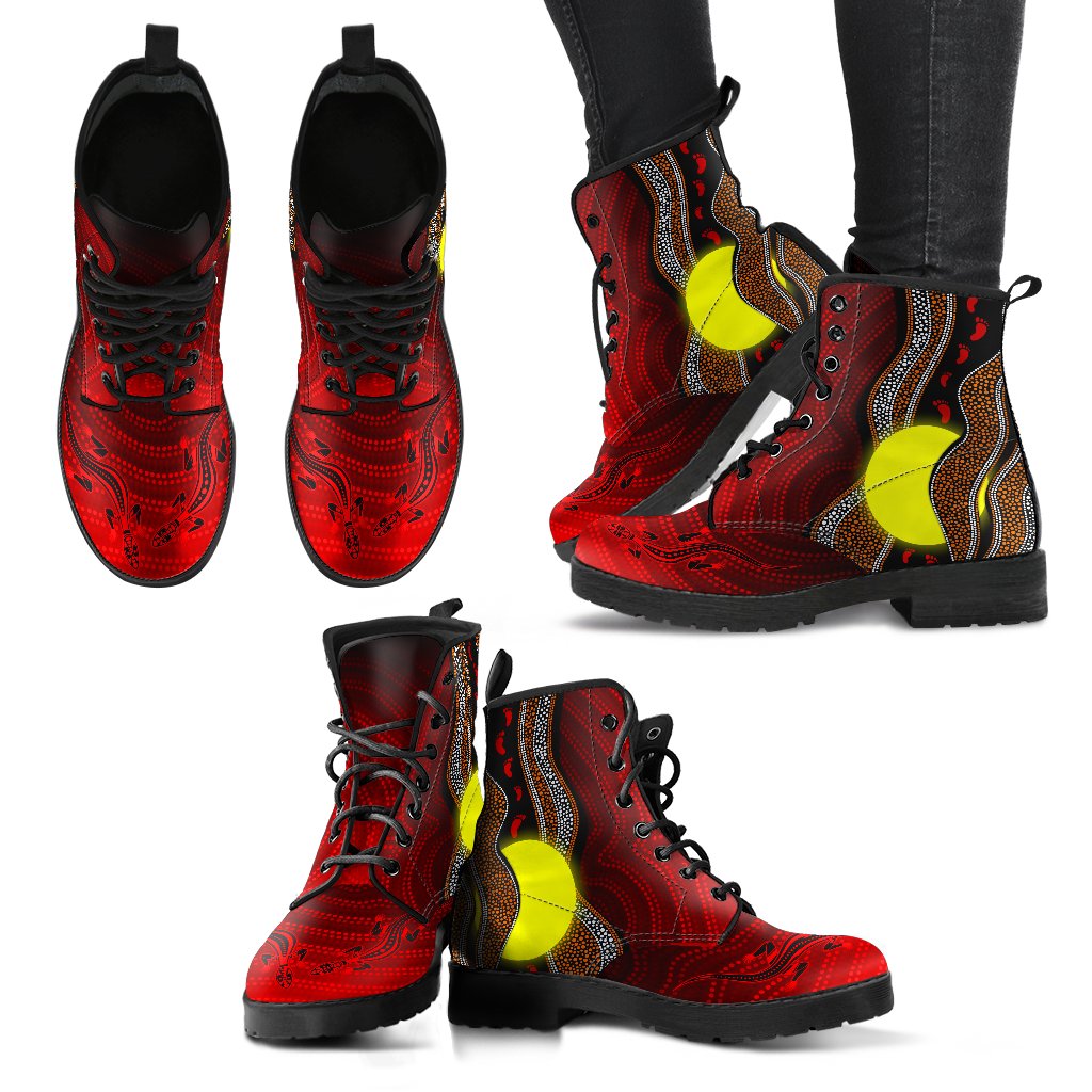 aboriginal-leather-boots-aboriginal-flag-lizard-dot-painting-style