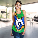 Torres Strait Islands Women's Racerback Tank -  Flag with Aboriginal Patterns - Vibe Hoodie