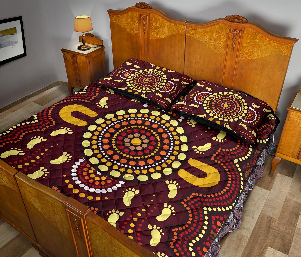 aboriginal-quilt-bed-set-indigenous-circle-footprint