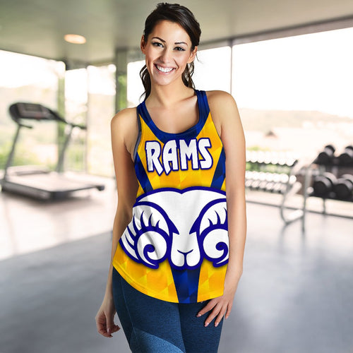 Adelaide Women's Racerback Tank Rams Merino Original - Yellow - Vibe Hoodie