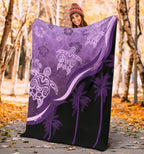 purple-turtle-hibiscus-premium-blanket