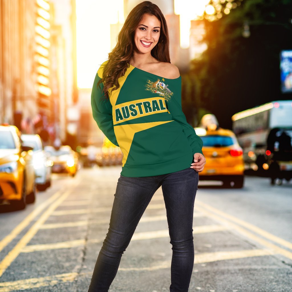 Women's Off Shoulder Sweater - Australian's Pride Ver02 - Vibe Hoodie