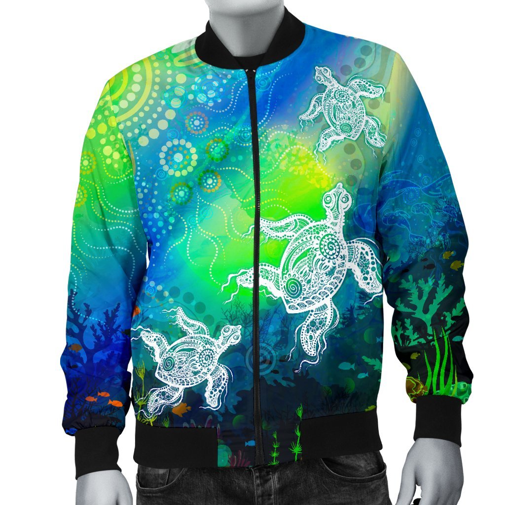 aboriginal-mens-bomber-jacket-indigenous-turtle-ocean-dot-painting-art