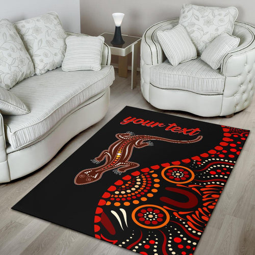 aboriginal-personalised-area-rug-aboriginal-lizard-with-dot-painting-pattern