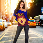 Brisbane Lions Women Off Shoulder Sweater Powerful - Vibe Hoodie