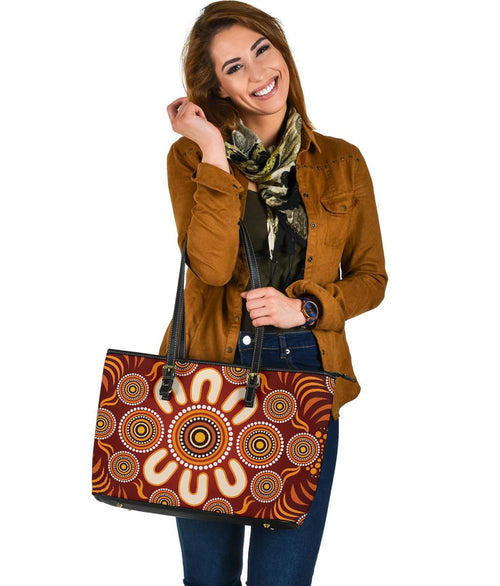aboriginal-large-leather-tote-bag-circle-flowers-patterns-ver03