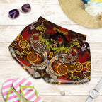 Aboriginal Women's Shorts , Kangaroo and Lizard Dot Painting Art - Vibe Hoodie