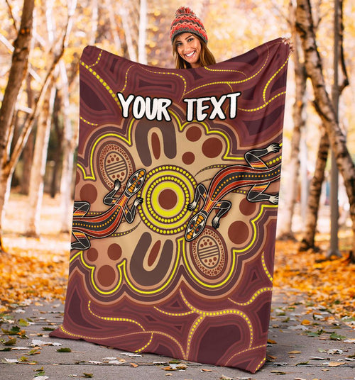 custom-aboriginal-premium-blankets-indigenous-lizard-dot-painting-art