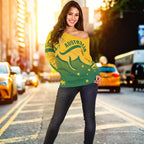 Off Shoulder Sweater - Kangaroo Sweater Australian Coat Of Arms - Vibe Hoodie