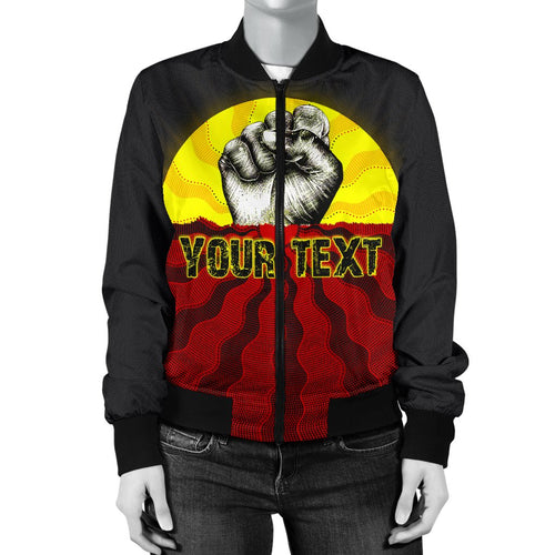 custom-aboriginal-womens-bomber-jacket-black-lives-matter-sun-dot-painting